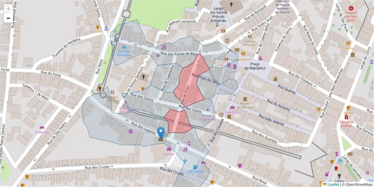 Mapa detalhado do código postal 7830-432 com limites, códigos postais vizinhos e agências dos correios