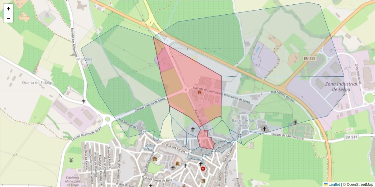 Mapa detalhado do código postal 7830-439 com limites, códigos postais vizinhos e agências dos correios
