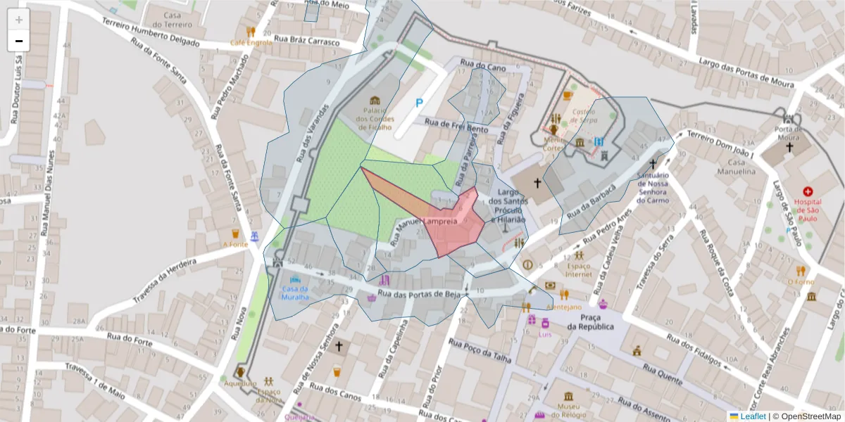 Mapa detalhado do código postal 7830-449 com limites, códigos postais vizinhos e agências dos correios