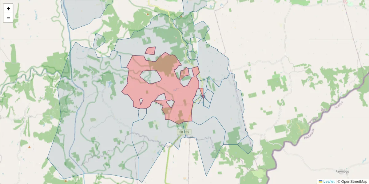 Mapa detalhado do código postal 7830-496 com limites, códigos postais vizinhos e agências dos correios