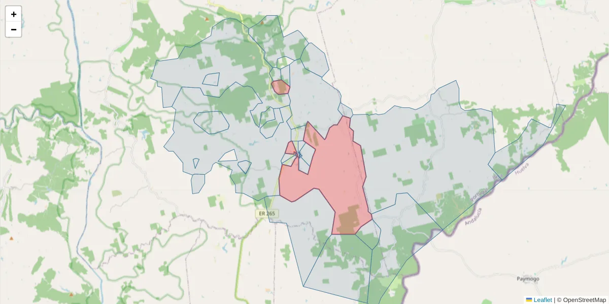 Mapa detalhado do código postal 7830-497 com limites, códigos postais vizinhos e agências dos correios