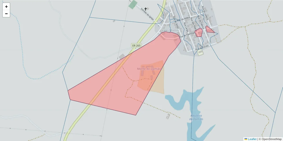 Mapa detalhado do código postal 7830-499 com limites, códigos postais vizinhos e agências dos correios