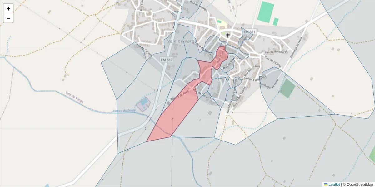 Mapa detalhado do código postal 7830-504 com limites, códigos postais vizinhos e agências dos correios