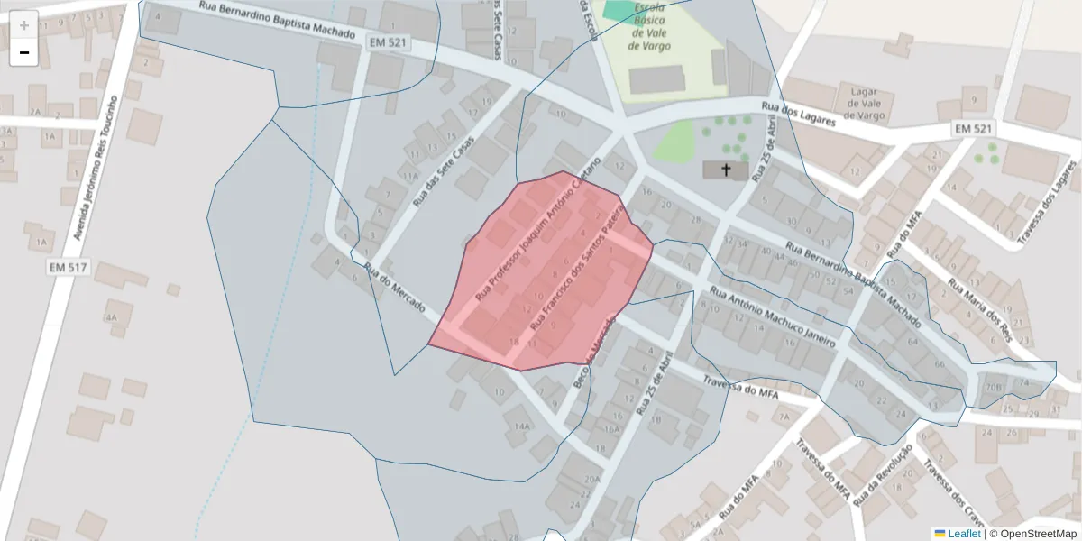 Mapa detalhado do código postal 7830-507 com limites, códigos postais vizinhos e agências dos correios