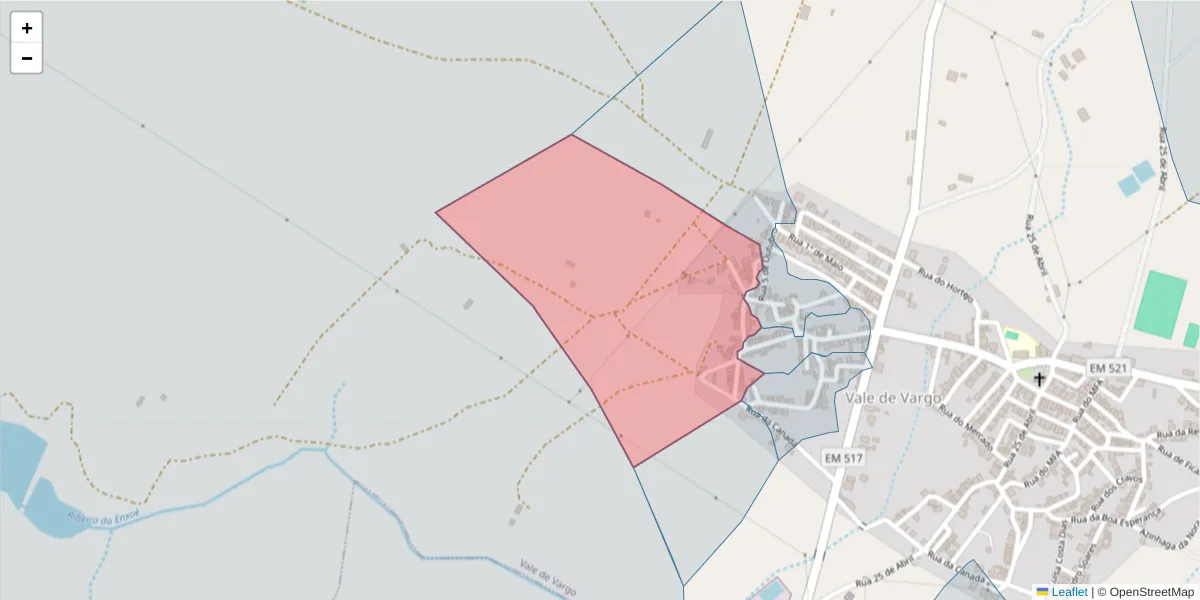 Mapa detalhado do código postal 7830-513 com limites, códigos postais vizinhos e agências dos correios