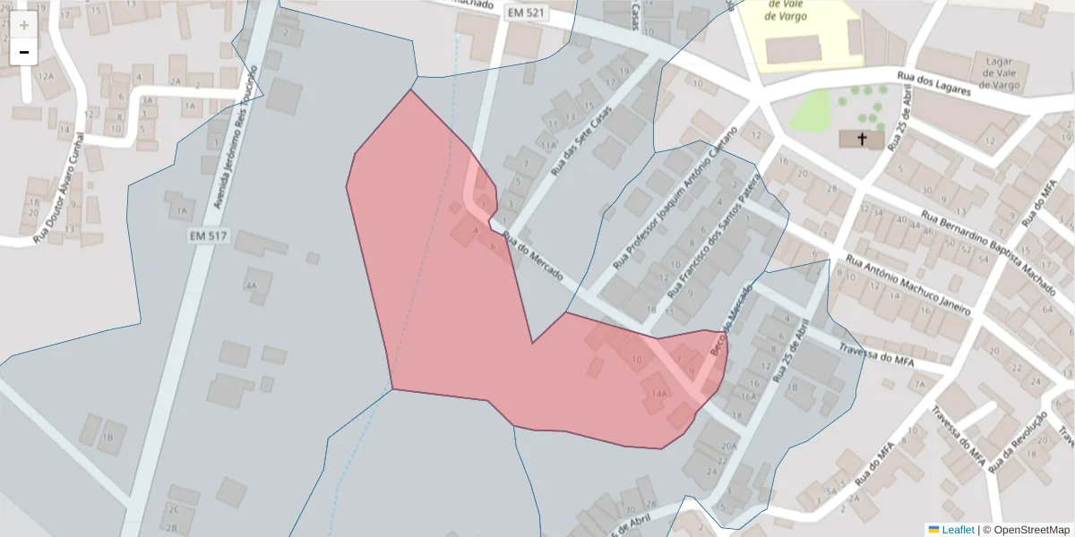 Mapa detalhado do código postal 7830-518 com limites, códigos postais vizinhos e agências dos correios