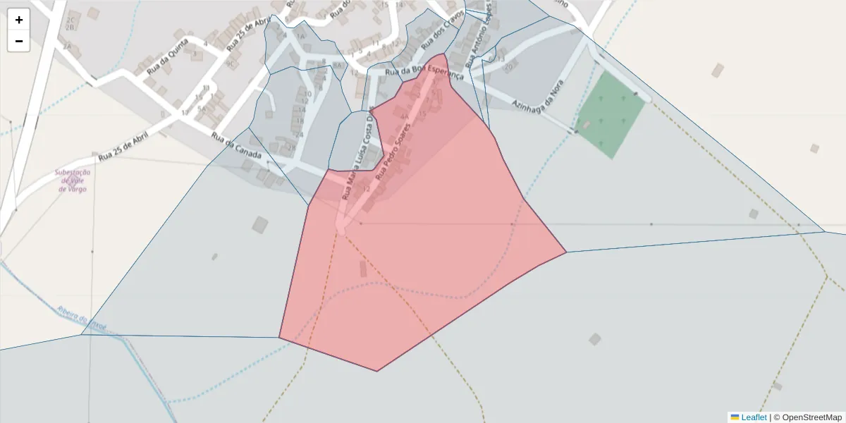 Mapa detalhado do código postal 7830-525 com limites, códigos postais vizinhos e agências dos correios