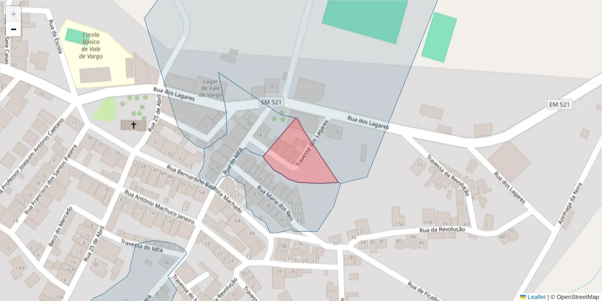 Mapa detalhado do código postal 7830-530 com limites, códigos postais vizinhos e agências dos correios