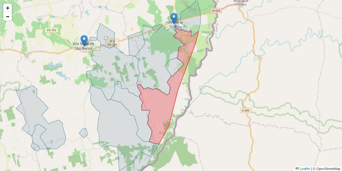 Mapa detalhado do código postal 7830-625 com limites, códigos postais vizinhos e agências dos correios