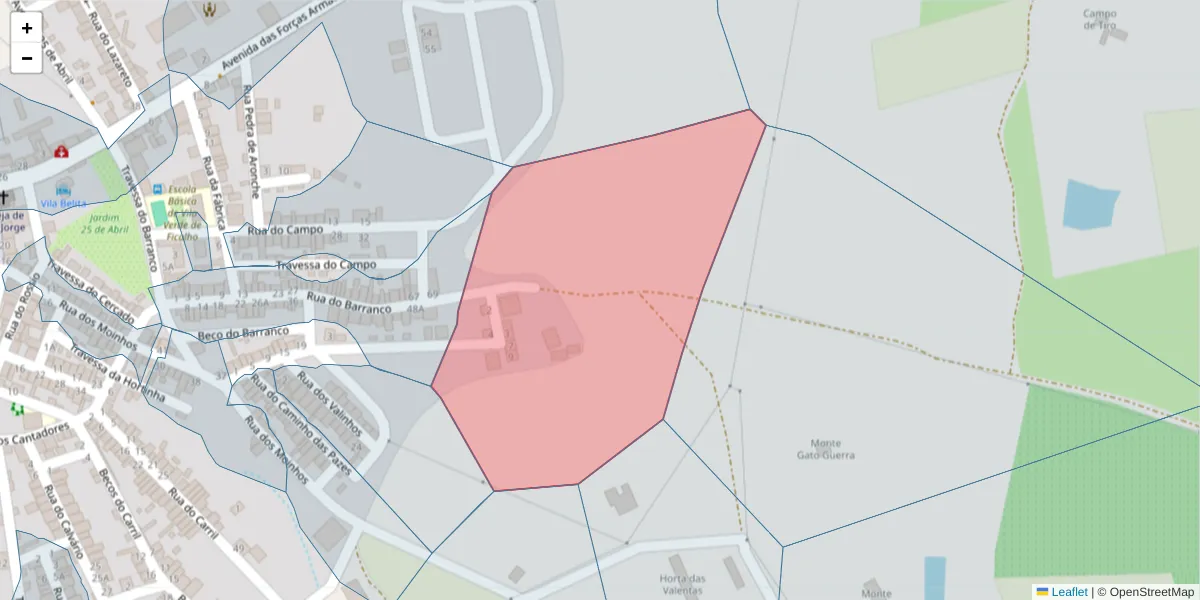 Mapa detalhado do código postal 7830-628 com limites, códigos postais vizinhos e agências dos correios
