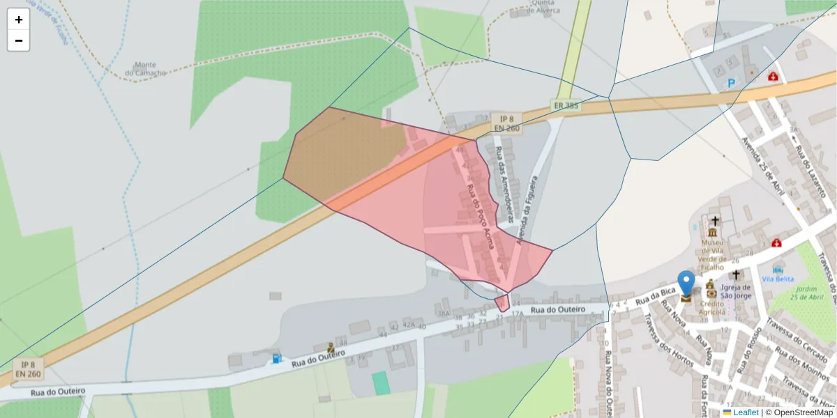 Mapa detalhado do código postal 7830-655 com limites, códigos postais vizinhos e agências dos correios
