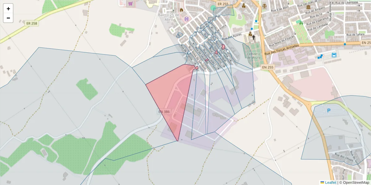 Mapa detalhado do código postal 7860-018 com limites, códigos postais vizinhos e agências dos correios