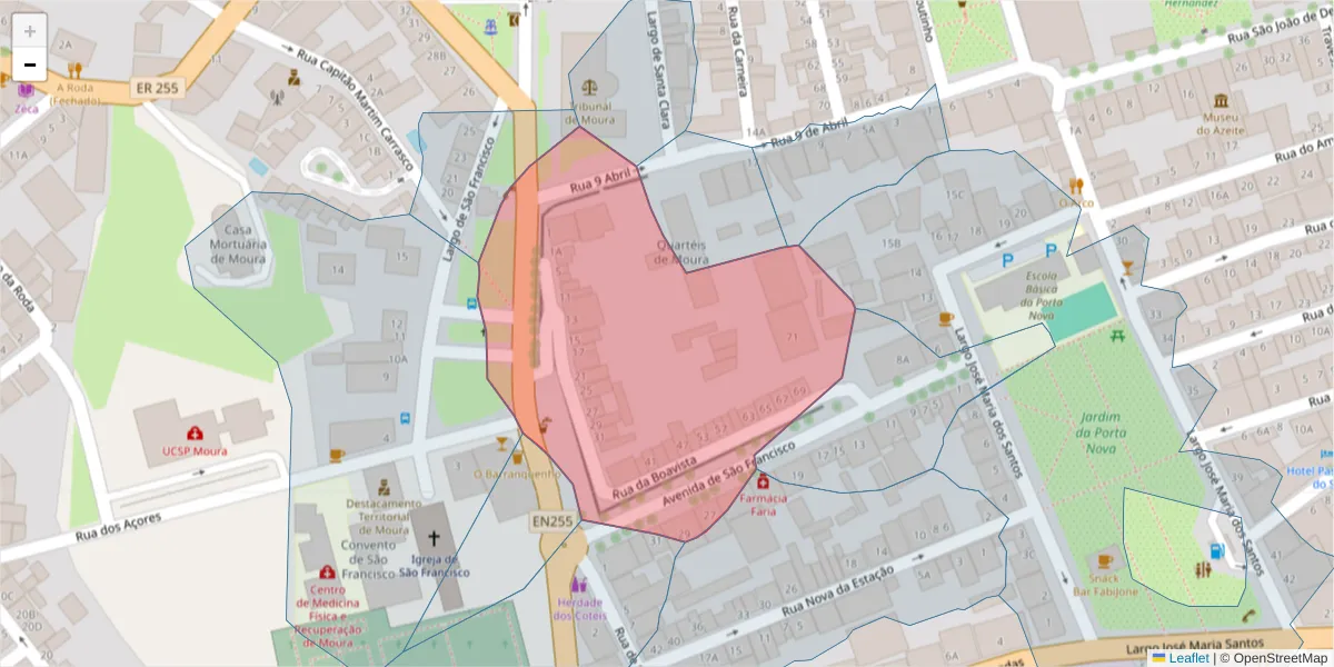 Mapa detalhado do código postal 7860-019 com limites, códigos postais vizinhos e agências dos correios