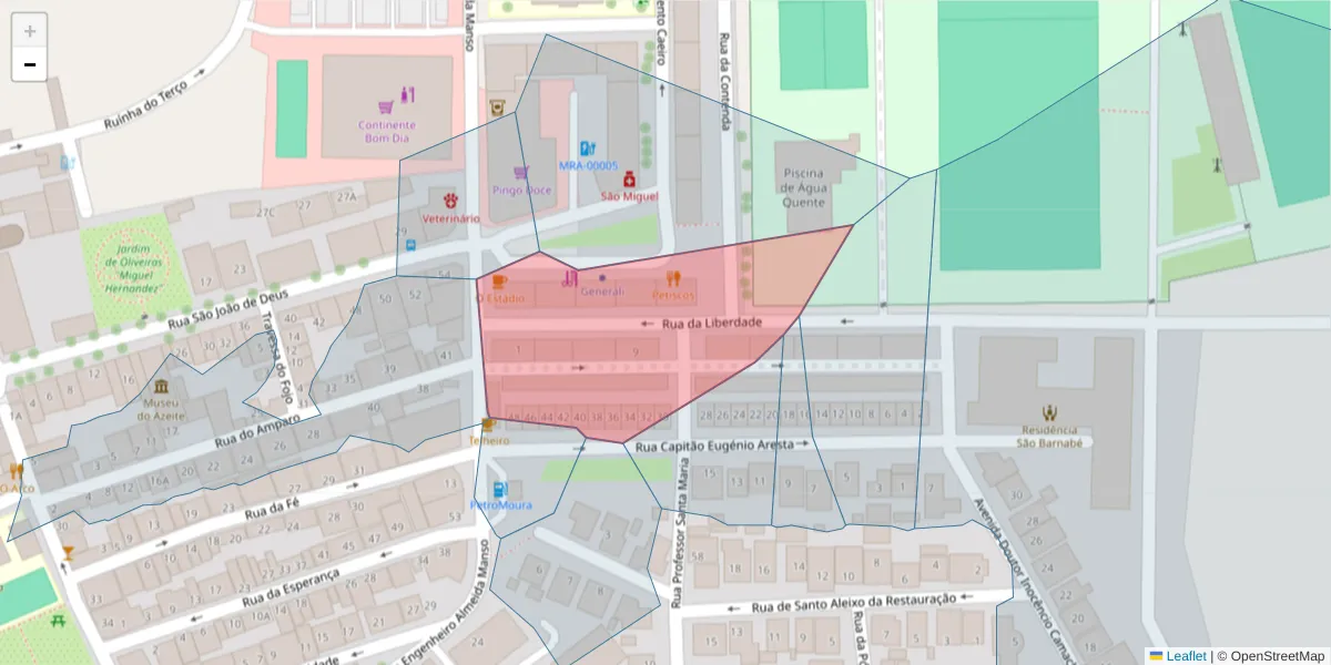 Mapa detalhado do código postal 7860-024 com limites, códigos postais vizinhos e agências dos correios