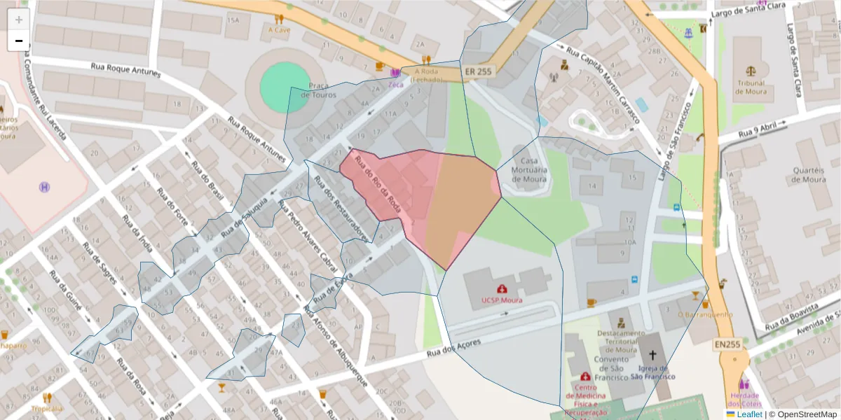 Mapa detalhado do código postal 7860-048 com limites, códigos postais vizinhos e agências dos correios