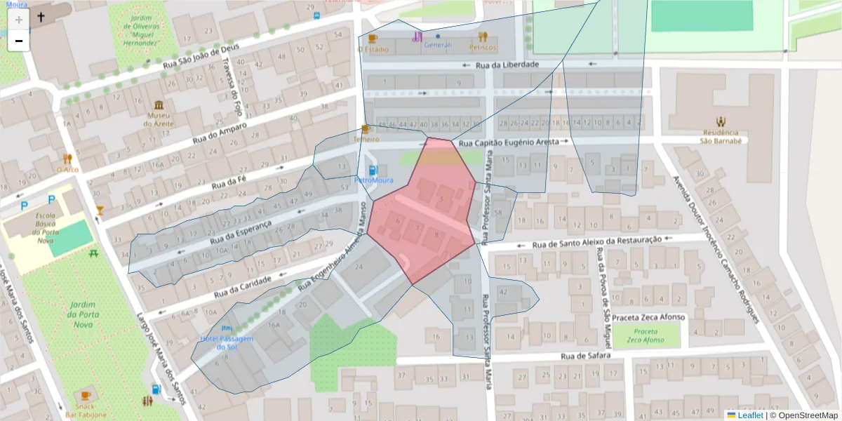 Mapa detalhado do código postal 7860-075 com limites, códigos postais vizinhos e agências dos correios