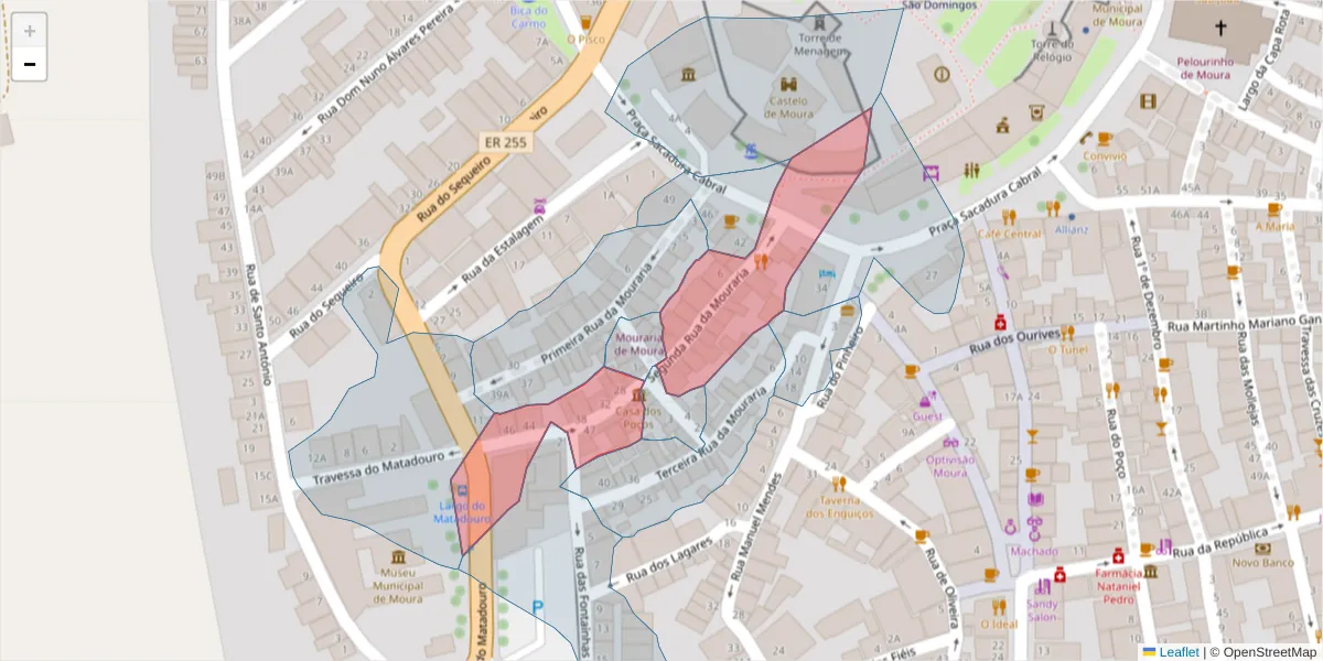 Mapa detalhado do código postal 7860-103 com limites, códigos postais vizinhos e agências dos correios