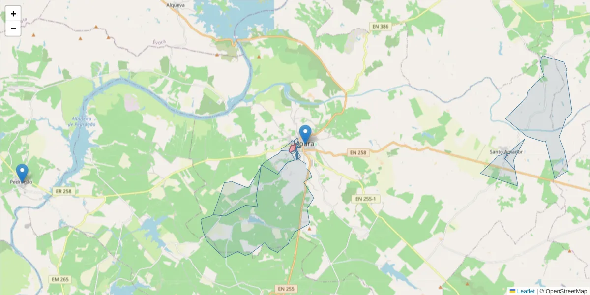 Mapa detalhado do código postal 7860-109 com limites, códigos postais vizinhos e agências dos correios