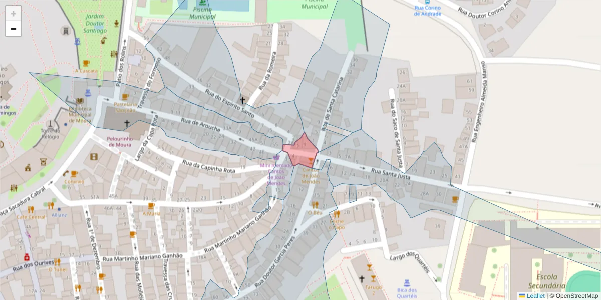 Mapa detalhado do código postal 7860-111 com limites, códigos postais vizinhos e agências dos correios