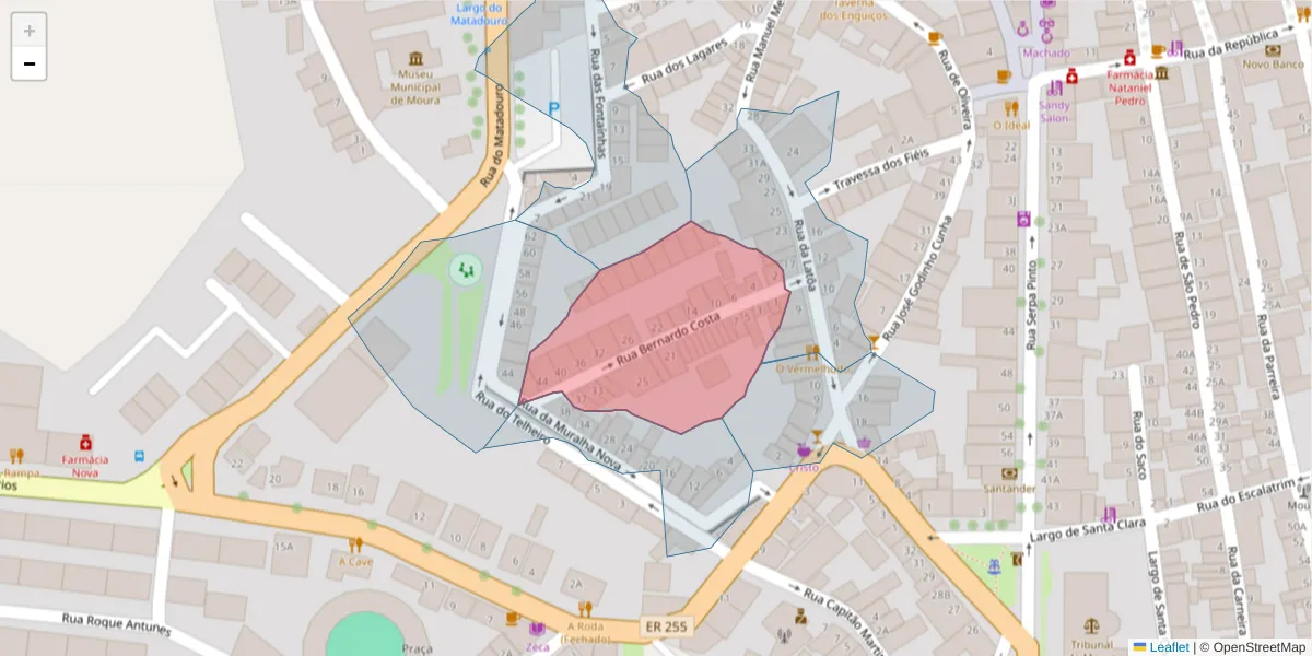 Mapa detalhado do código postal 7860-125 com limites, códigos postais vizinhos e agências dos correios