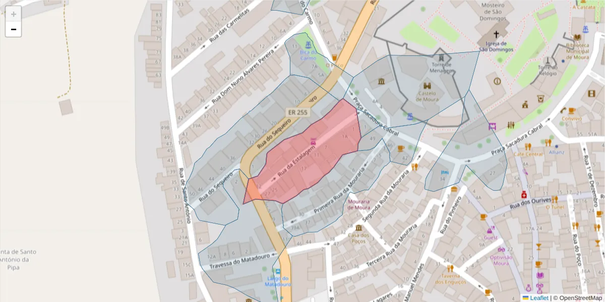 Mapa detalhado do código postal 7860-133 com limites, códigos postais vizinhos e agências dos correios