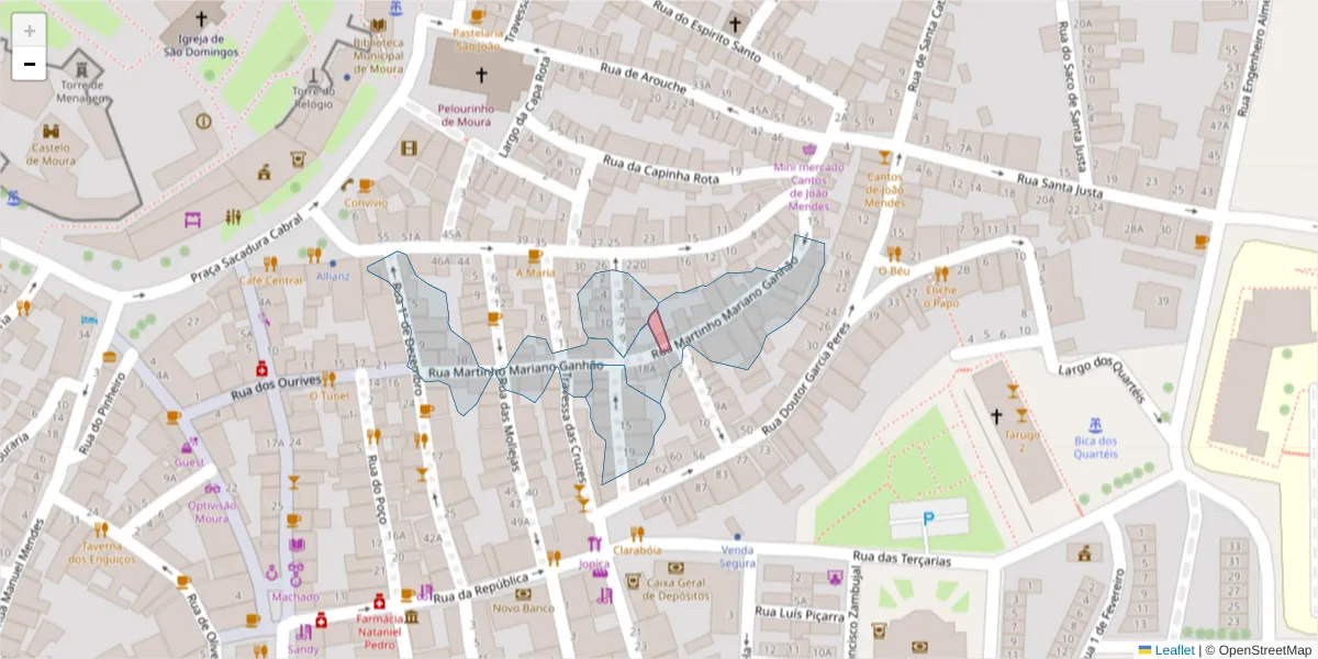 Mapa detalhado do código postal 7860-142 com limites, códigos postais vizinhos e agências dos correios