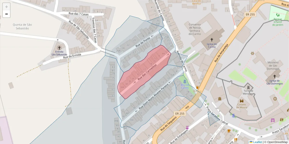 Mapa detalhado do código postal 7860-145 com limites, códigos postais vizinhos e agências dos correios