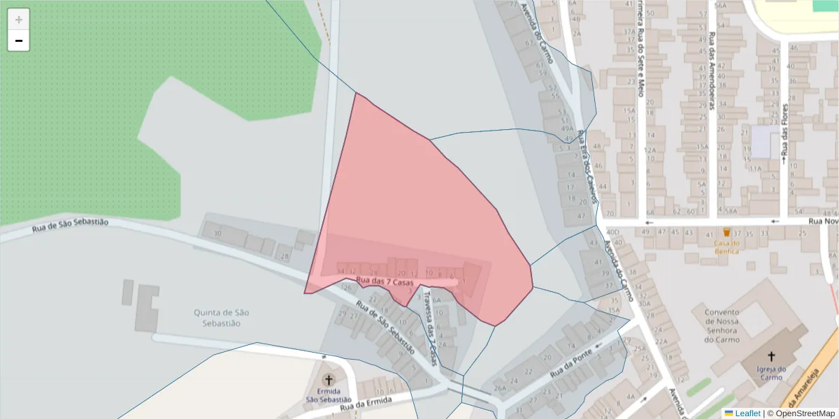 Mapa detalhado do código postal 7860-150 com limites, códigos postais vizinhos e agências dos correios