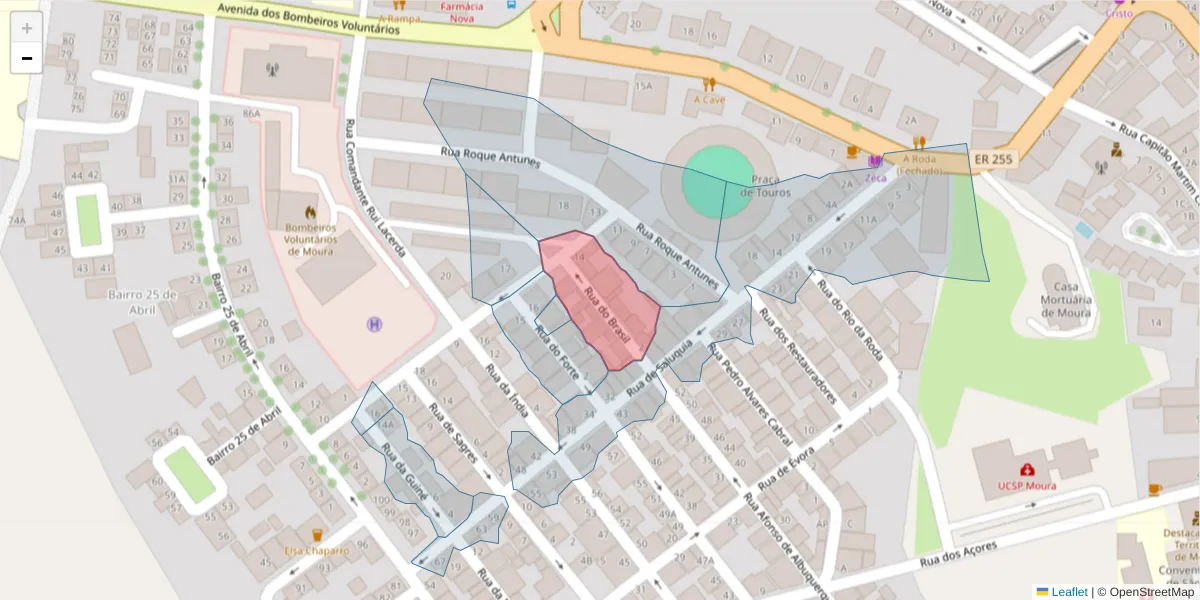 Mapa detalhado do código postal 7860-158 com limites, códigos postais vizinhos e agências dos correios