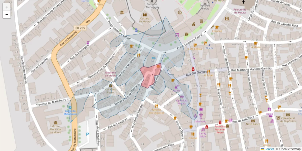 Mapa detalhado do código postal 7860-159 com limites, códigos postais vizinhos e agências dos correios