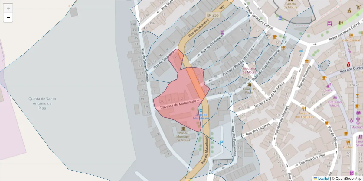 Mapa detalhado do código postal 7860-164 com limites, códigos postais vizinhos e agências dos correios