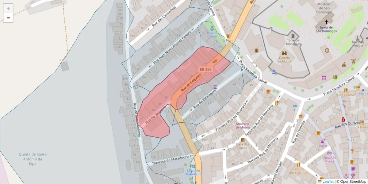 Mapa detalhado do código postal 7860-168 com limites, códigos postais vizinhos e agências dos correios