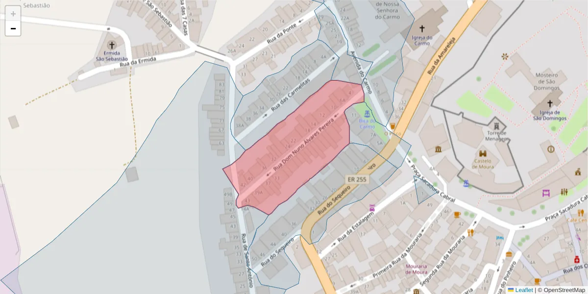 Mapa detalhado do código postal 7860-170 com limites, códigos postais vizinhos e agências dos correios