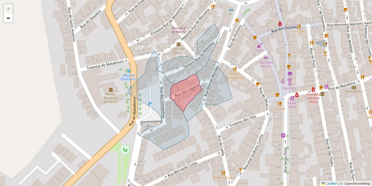 Mapa detalhado do código postal 7860-172 com limites, códigos postais vizinhos e agências dos correios