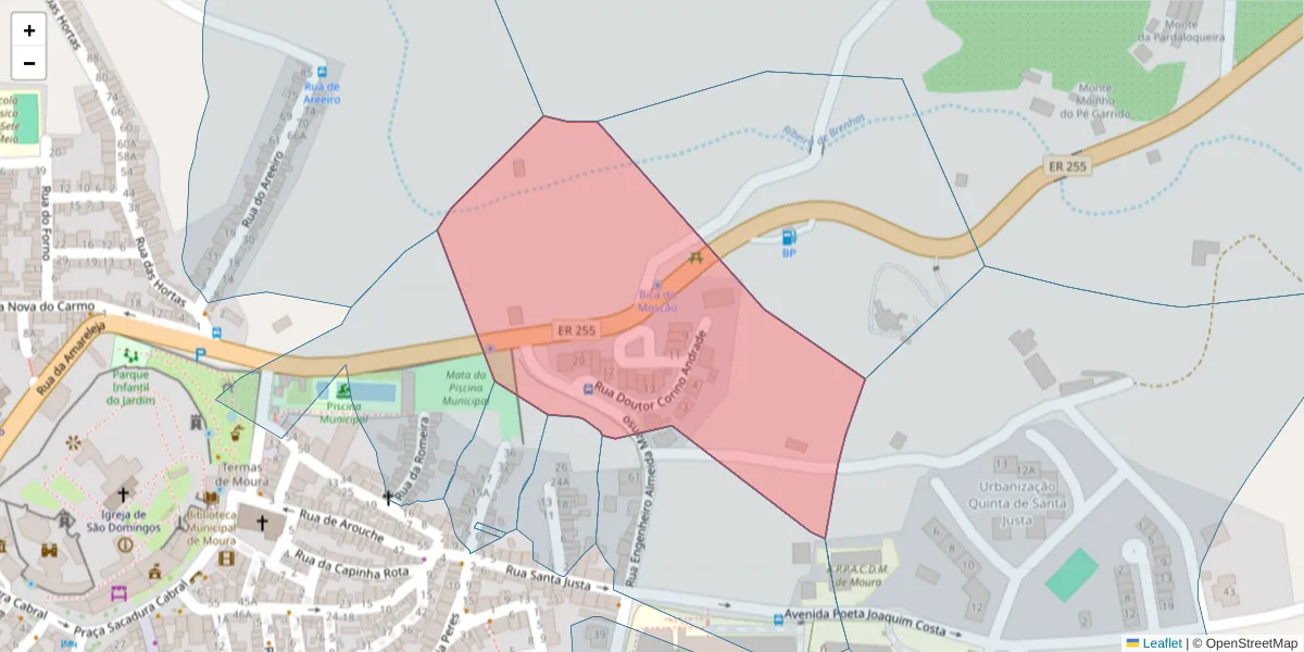 Mapa detalhado do código postal 7860-175 com limites, códigos postais vizinhos e agências dos correios