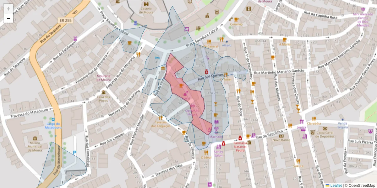 Mapa detalhado do código postal 7860-177 com limites, códigos postais vizinhos e agências dos correios