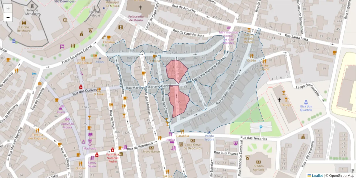 Mapa detalhado do código postal 7860-187 com limites, códigos postais vizinhos e agências dos correios