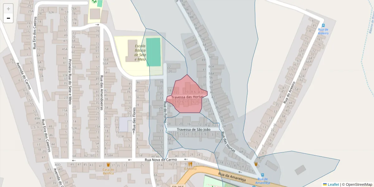 Mapa detalhado do código postal 7860-189 com limites, códigos postais vizinhos e agências dos correios