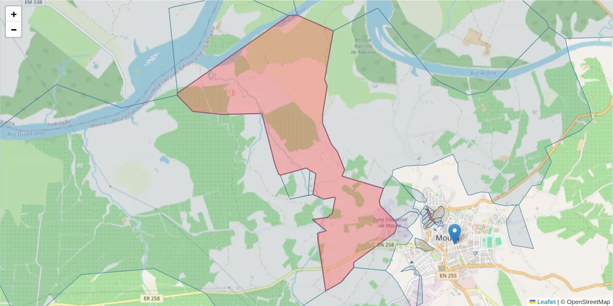 Mapa detalhado do código postal 7860-195 com limites, códigos postais vizinhos e agências dos correios