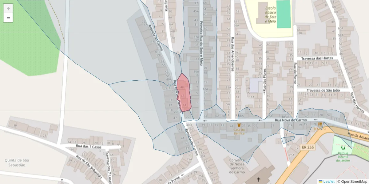 Mapa detalhado do código postal 7860-196 com limites, códigos postais vizinhos e agências dos correios