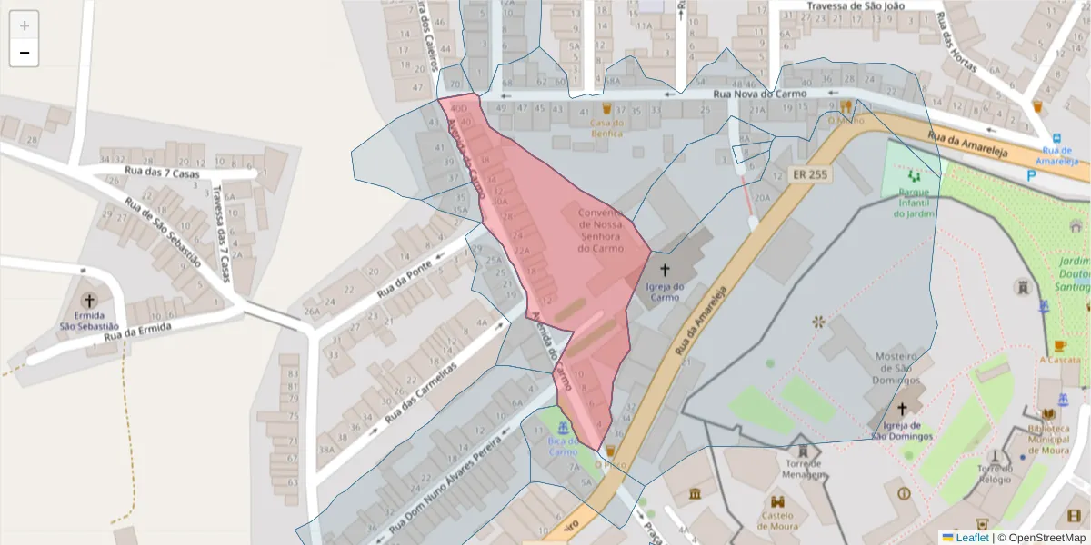 Mapa detalhado do código postal 7860-198 com limites, códigos postais vizinhos e agências dos correios