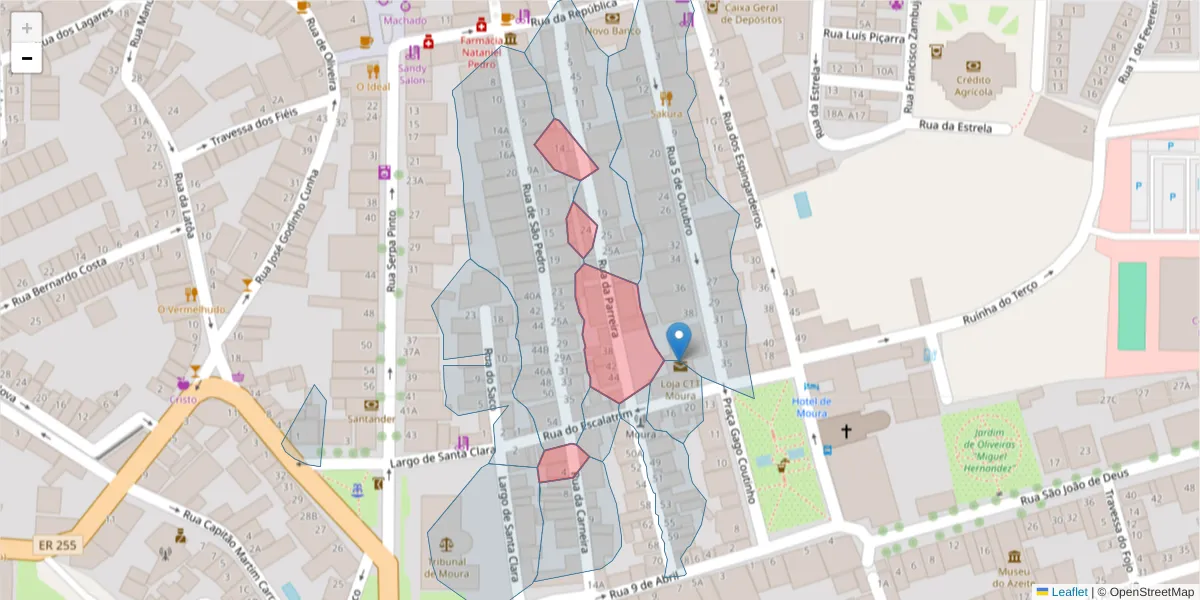 Mapa detalhado do código postal 7860-238 com limites, códigos postais vizinhos e agências dos correios
