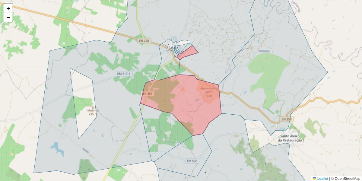 Mapa detalhado do código postal 7875-056 com limites, códigos postais vizinhos e agências dos correios