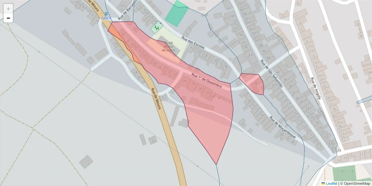 Mapa detalhado do código postal 7875-075 com limites, códigos postais vizinhos e agências dos correios
