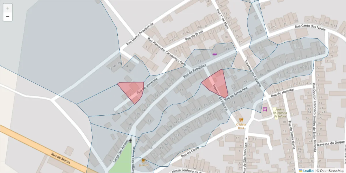 Mapa detalhado do código postal 7875-077 com limites, códigos postais vizinhos e agências dos correios
