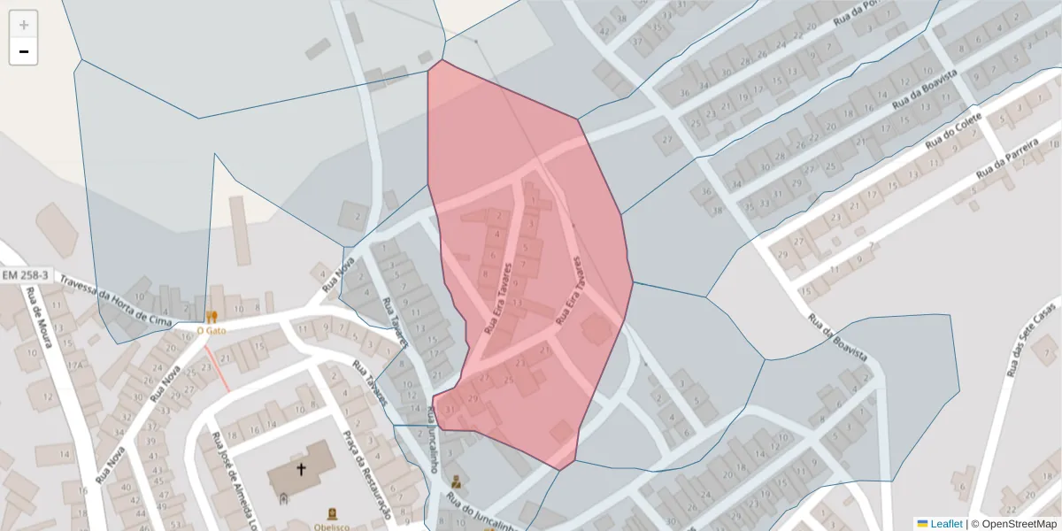 Mapa detalhado do código postal 7875-157 com limites, códigos postais vizinhos e agências dos correios