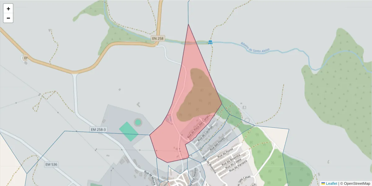 Mapa detalhado do código postal 7875-176 com limites, códigos postais vizinhos e agências dos correios