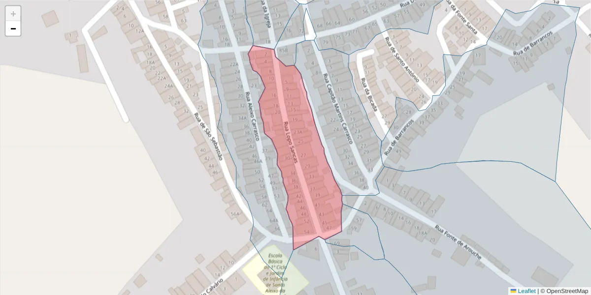 Mapa detalhado do código postal 7875-181 com limites, códigos postais vizinhos e agências dos correios