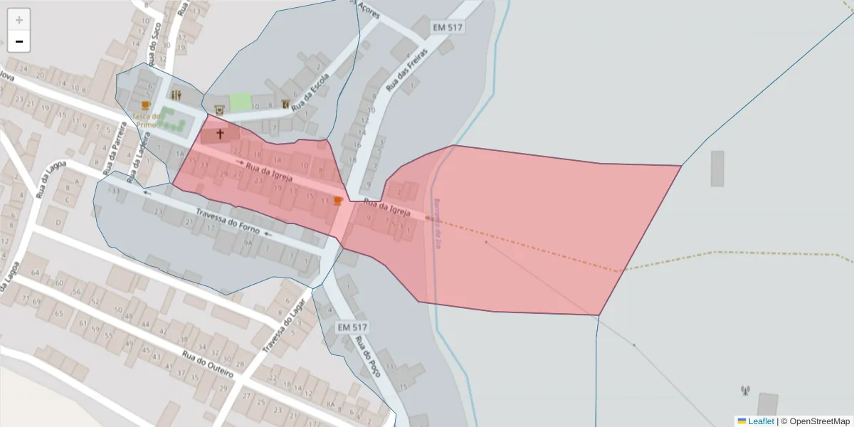 Mapa detalhado do código postal 7875-252 com limites, códigos postais vizinhos e agências dos correios