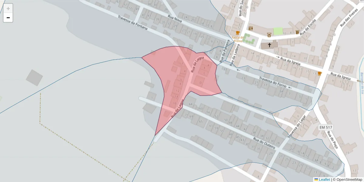 Mapa detalhado do código postal 7875-253 com limites, códigos postais vizinhos e agências dos correios